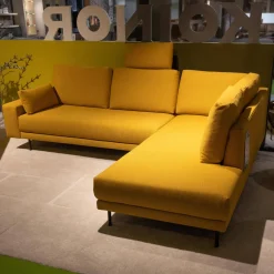 Polstereckgarnitur Und Sessel 170 Stoff 6545 Honiggelb Gelb Fuß Stahl Rundrohr Tiefschwarz RAL9005 Schwarz