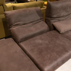 Polsterelementgruppe 2 5 2 Leder A India Schoko Braun Holzrahmen Wildeiche Massiv Metallfuß Aluminium Matt Satiniert Mit Kissen