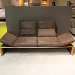 Polsterelementgruppe 2 5 2 Leder A India Schoko Braun Holzrahmen Wildeiche Massiv Metallfuß Aluminium Matt Satiniert Mit Kissen