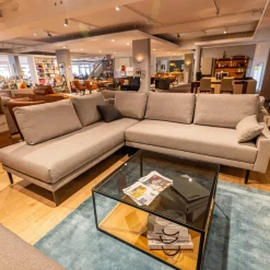 Polstergarnitur 170 Bezug Stoff 4020 Silbergrau Stahlfuß Schwarz Inklusive 2 Kissen