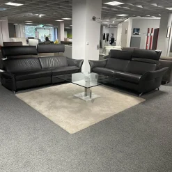 Polstergarnitur 1926 Leder 31 Longlife Moor Schwarz Braun Füße Metall 62 Edelstahloptik Gebürstet