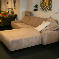 Polstergarnitur Leon Bezug Cord Taupe Metallfuß 1015 Schwarz Matt Mit Schlaffunktion