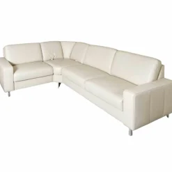 Polstergarnitur Bellini Leder BelVita Ecru Metallfuß Hochglanz Mit Verstellbaren Lehnen