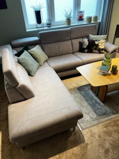 Polstergarnitur Cornella Style Stoff Bulus FB32 Silber Grau Fuß Metall Inklusive Kissen