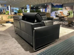 Polstergarnitur Emily V2 R Leder Cori 19 Black Schwarz Kufen Verchromt