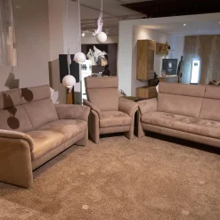 Polstergarnitur Gomera Stoff 89804 Gr. D Fuß Chromgleiter Matt Mit 2 Sofas Und 1 Sessel