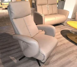 Polstergarnitur Havanna Leder Credo Pearl Grau Beige Gestell Metallkufe Schwarz Inklusive Kissen