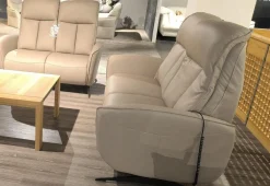 Polstergarnitur Havanna Leder Credo Pearl Grau Beige Gestell Metallkufe Schwarz Inklusive Kissen