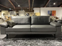 Polstergarnitur HS 450 Leder 545 56 Anthrazit Füße Metall Schwarz Inklusive Kissen