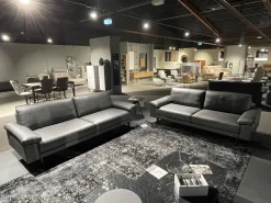 Polstergarnitur HS 450 Leder 545 56 Anthrazit Füße Metall Schwarz Inklusive Kissen