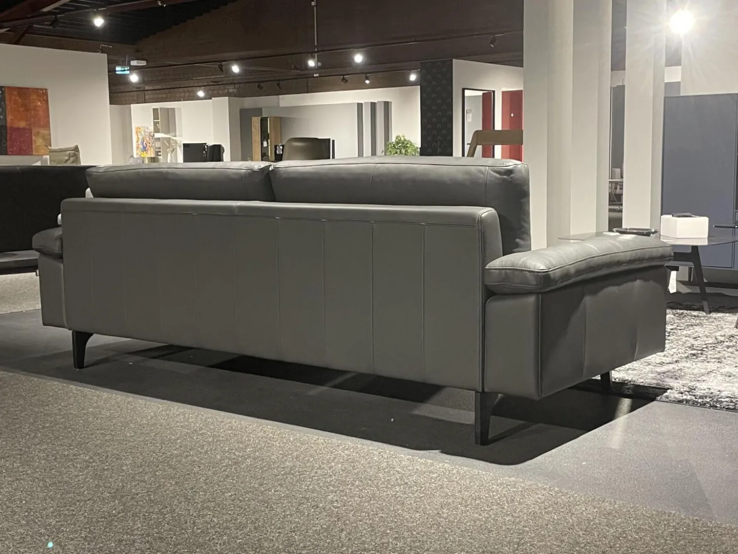 Polstergarnitur HS 450 Leder 545 56 Anthrazit Füße Metall Schwarz Inklusive Kissen