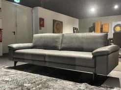 Polstergarnitur HS 450 Leder 545 56 Anthrazit Füße Metall Schwarz Inklusive Kissen