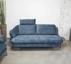 Polstergarnitur Kami Stoff 0735-51 Petrol Füße Anthrazit Verchromt 2 Sofas