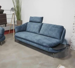 Polstergarnitur Kami Stoff 0735-51 Petrol Füße Anthrazit Verchromt 2 Sofas