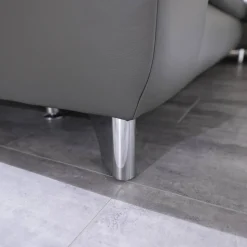 Polstergarnitur MM-PN1078 Bezug Leder Torro Grau Metallfuß Glänzend