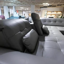 Polstergarnitur MM-PN1078 Bezug Leder Torro Grau Metallfuß Glänzend