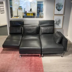 Polstergarnitur Moule Bezug Leder Lama 5669 10 Schwarz Mit Hocker