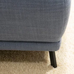 Polstergarnitur MR 375 Stoff Picasso Jeans Grau Füße Metall 245 Schwarz Matt Mit Stauraumfunktion Und Kissen