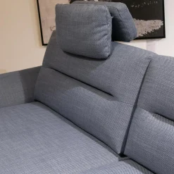 Polstergarnitur MR 375 Stoff Picasso Jeans Grau Füße Metall 245 Schwarz Matt Mit Stauraumfunktion Und Kissen