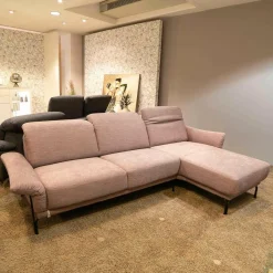 Polstergarnitur Pluto Stoff Namib Rose Fuß Metallbügel Schwarz