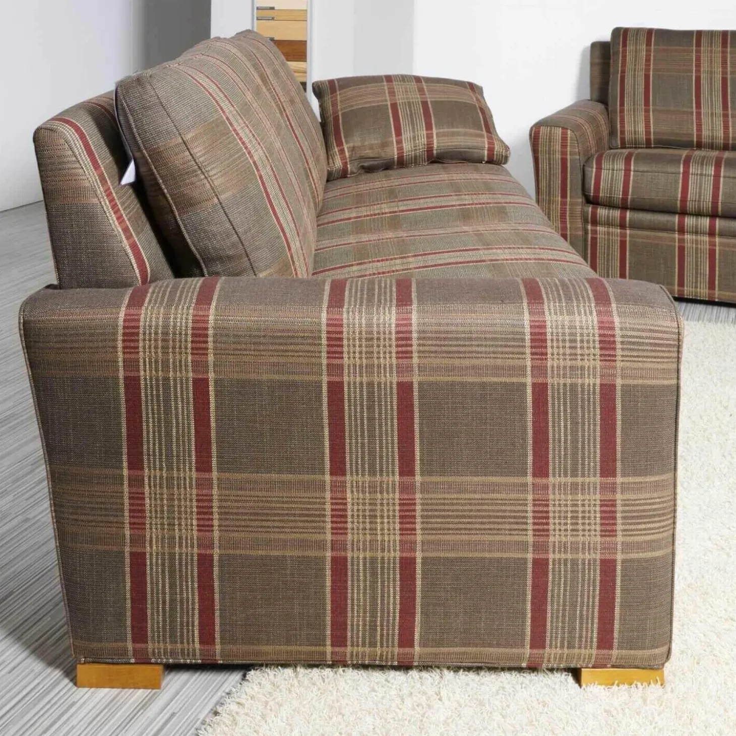 Polstergarnitur Trento 2er-Set Bezug 226/50 KO Fuß Buche Kirschbaumfarbig