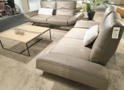 Polstergarnitur Wesley Leder X Happy Oak Beige Gestell Metallkufe Nickel Schwarz Satiniert Inklusive Kissen