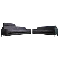 Polstergruppe 22850 Alexx Stoff V5295 Anthracite SK40 Grau Füße Metall Lackiert Schwarz Ohne Kopfstütze