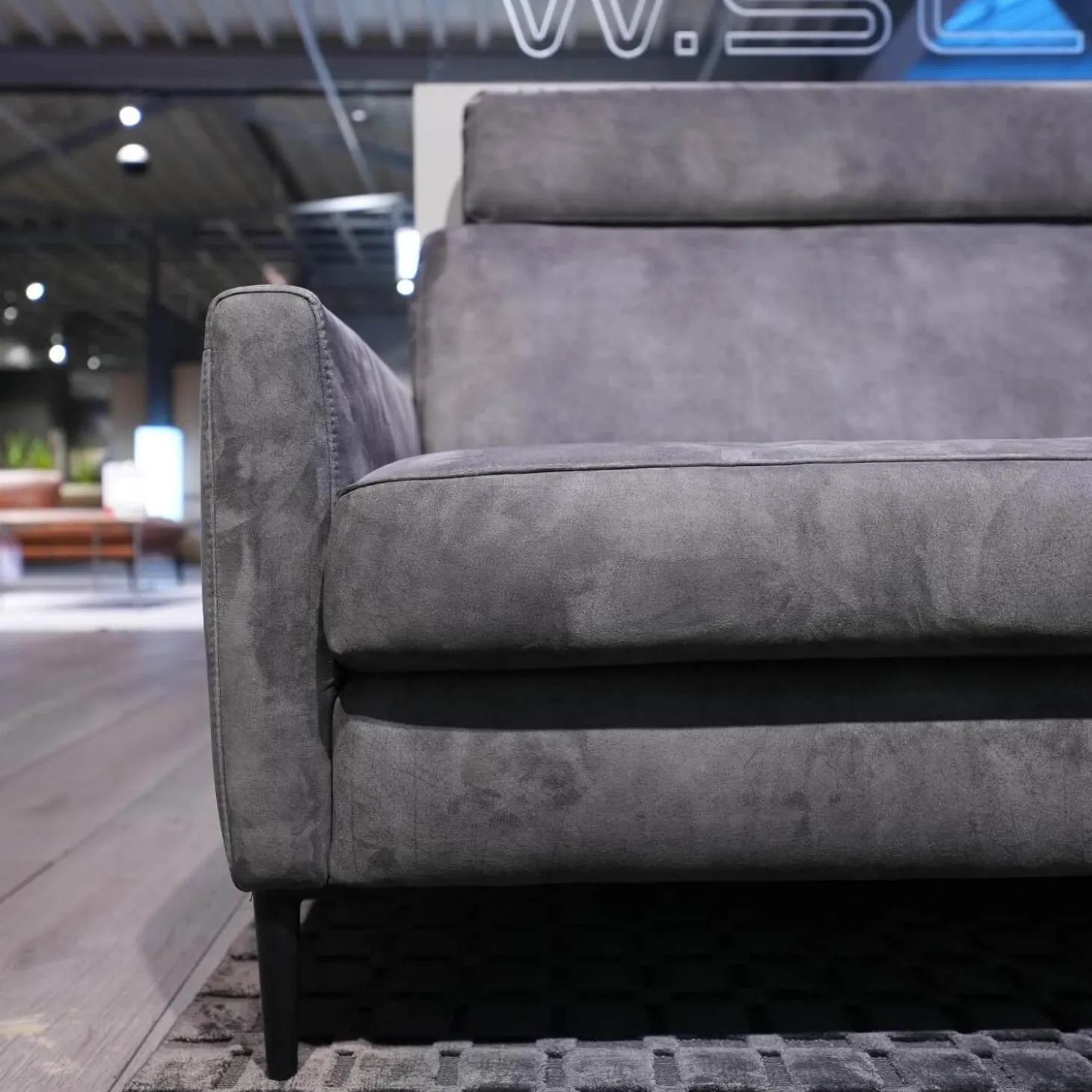 Polstergruppe 22850 Alexx Stoff V5295 Anthracite SK40 Grau Füße Metall Lackiert Schwarz Ohne Kopfstütze