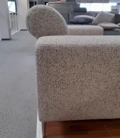 Polstergruppe 79053 Bezug Stoff 1211 12 Grau Creme Fuß Metall Alu Poliert