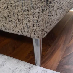 Polstergruppe 79053 Bezug Stoff 1211 12 Grau Creme Fuß Metall Alu Poliert