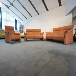 Polstergruppe 4895 Caprice Leder 24 Longlife Camel Braun Füße Schwarz