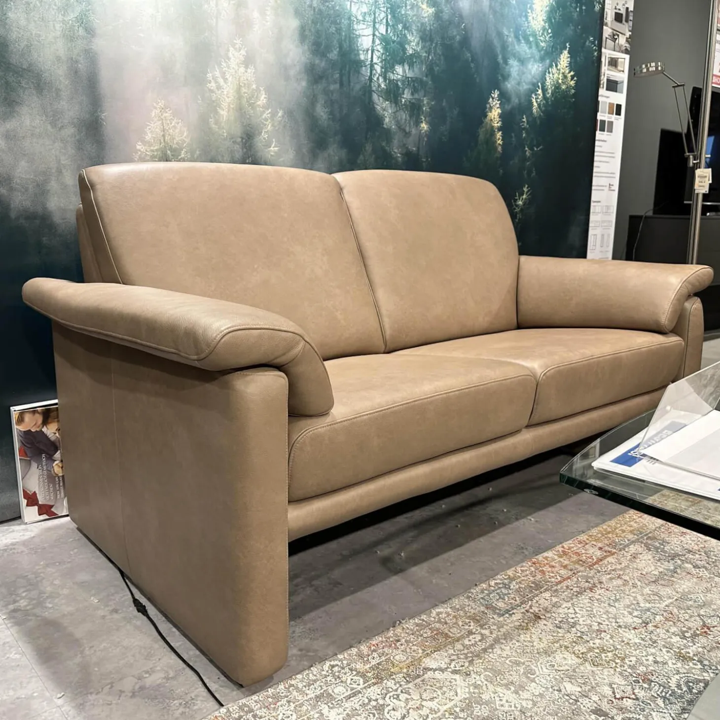 Polstergruppe 24965 Lucca Bezug Leder Z7549 Sand Beige Hohe Ausführung Ohne Tisch