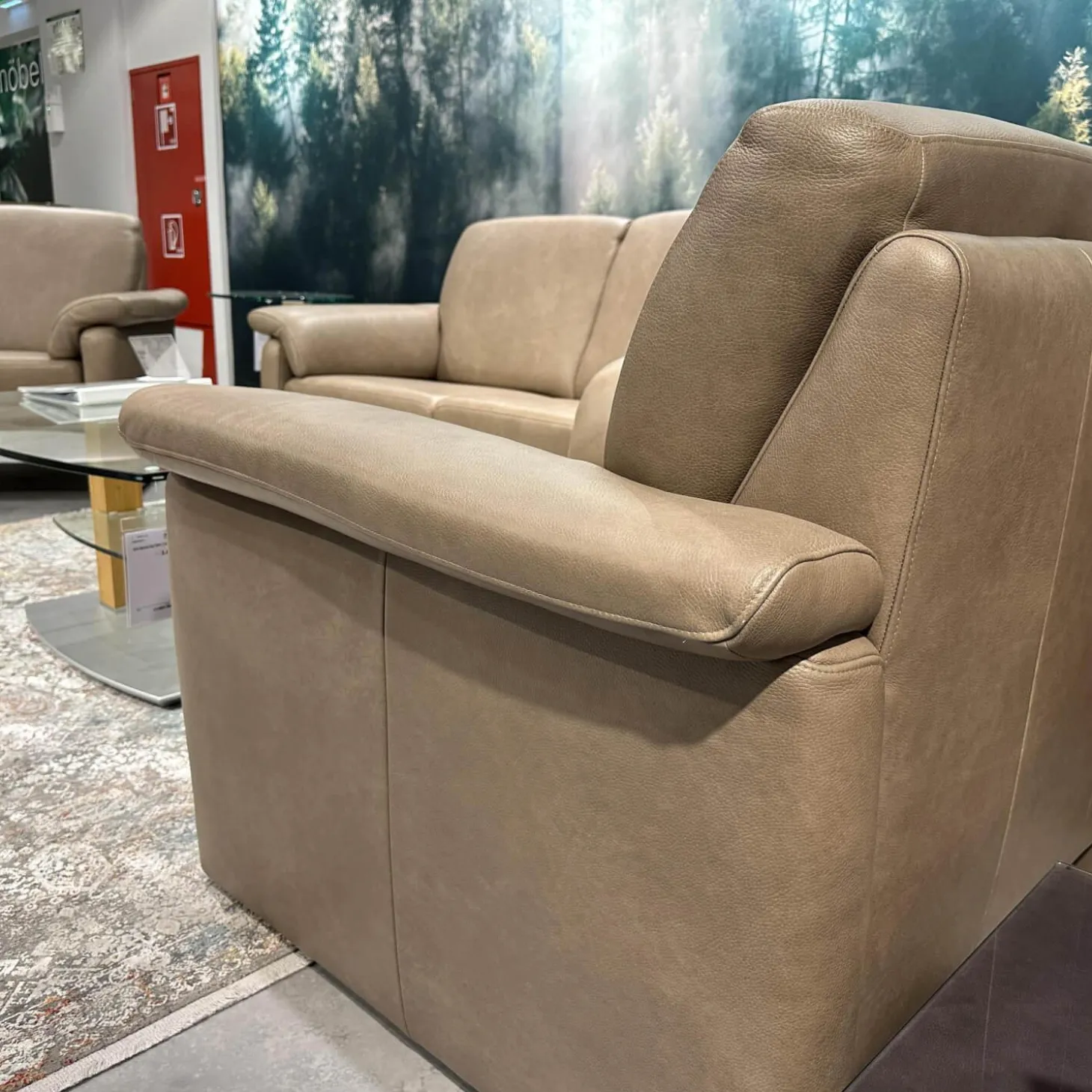 Polstergruppe 24965 Lucca Bezug Leder Z7549 Sand Beige Hohe Ausführung Ohne Tisch