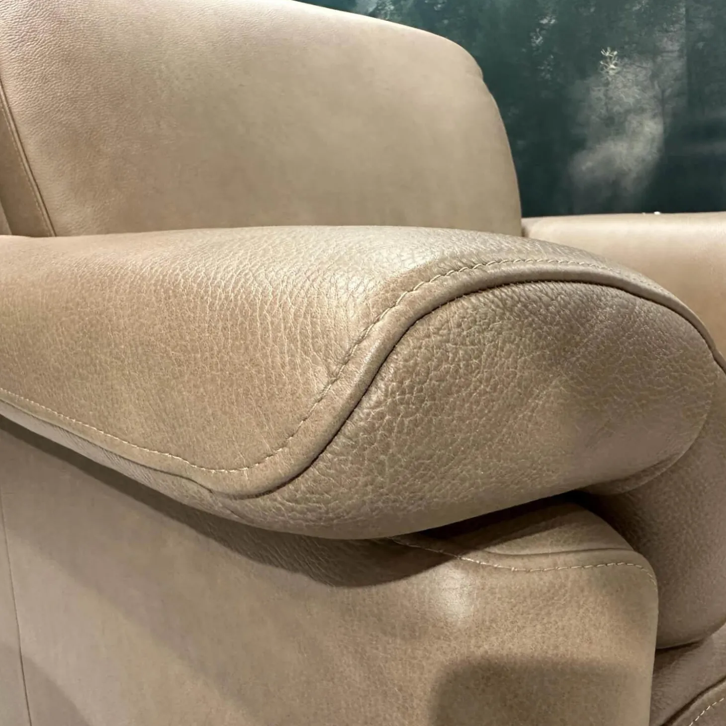 Polstergruppe 24965 Lucca Bezug Leder Z7549 Sand Beige Hohe Ausführung Ohne Tisch