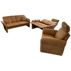 Polstergruppe 81056 Stoff Gringo 09 Cognac Braun Füße Metall Chrom Inklusive Sessel Und Elektrische Funktionen