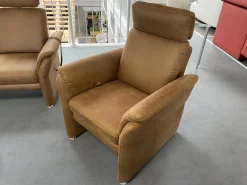 Polstergruppe 81056 Stoff Gringo 09 Cognac Braun Füße Metall Chrom Inklusive Sessel Und Elektrische Funktionen