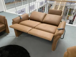 Polstergruppe 81056 Stoff Gringo 09 Cognac Braun Füße Metall Chrom Inklusive Sessel Und Elektrische Funktionen