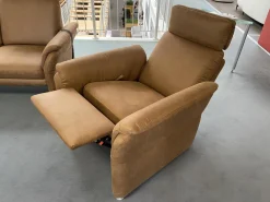 Polstergruppe 81056 Stoff Gringo 09 Cognac Braun Füße Metall Chrom Inklusive Sessel Und Elektrische Funktionen