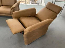 Polstergruppe 81056 Stoff Gringo 09 Cognac Braun Füße Metall Chrom Inklusive Sessel Und Elektrische Funktionen