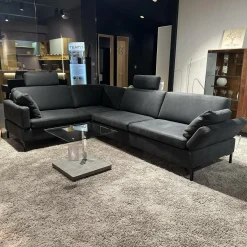 Polstergruppe Alba Anilinleder Taron Grün Braun Winkelfuß Schwarz Gepulvert Inklusive Kissen