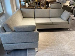 Polstergruppe Alba System 45528 45517 Stoff 2480 45 Grau Winkelfuß Verchromt Glänzend Mit Kissen