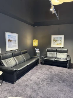 Polstergruppe Aurora Leder Paloma Black Schwarz Füße Aluminium Verchromt Matt