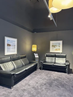 Polstergruppe Aurora Leder Paloma Black Schwarz Füße Aluminium Verchromt Matt