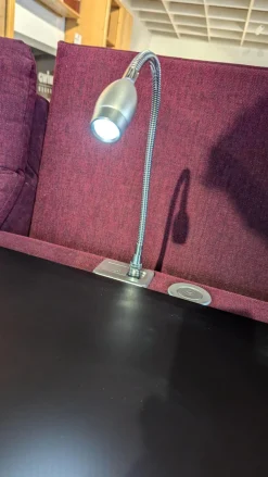 Polstergruppe Caro Stoff Trend Bordeaux Rot Metallfüße Schwarz Mit Tisch Buche Schwarz Und LED Lampe