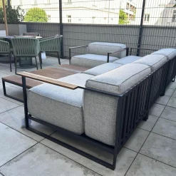 Polstergruppe Casilda Stoff Mokka Grey Grau Gestell Edelstahl Schwarz Pulverbeschichtet