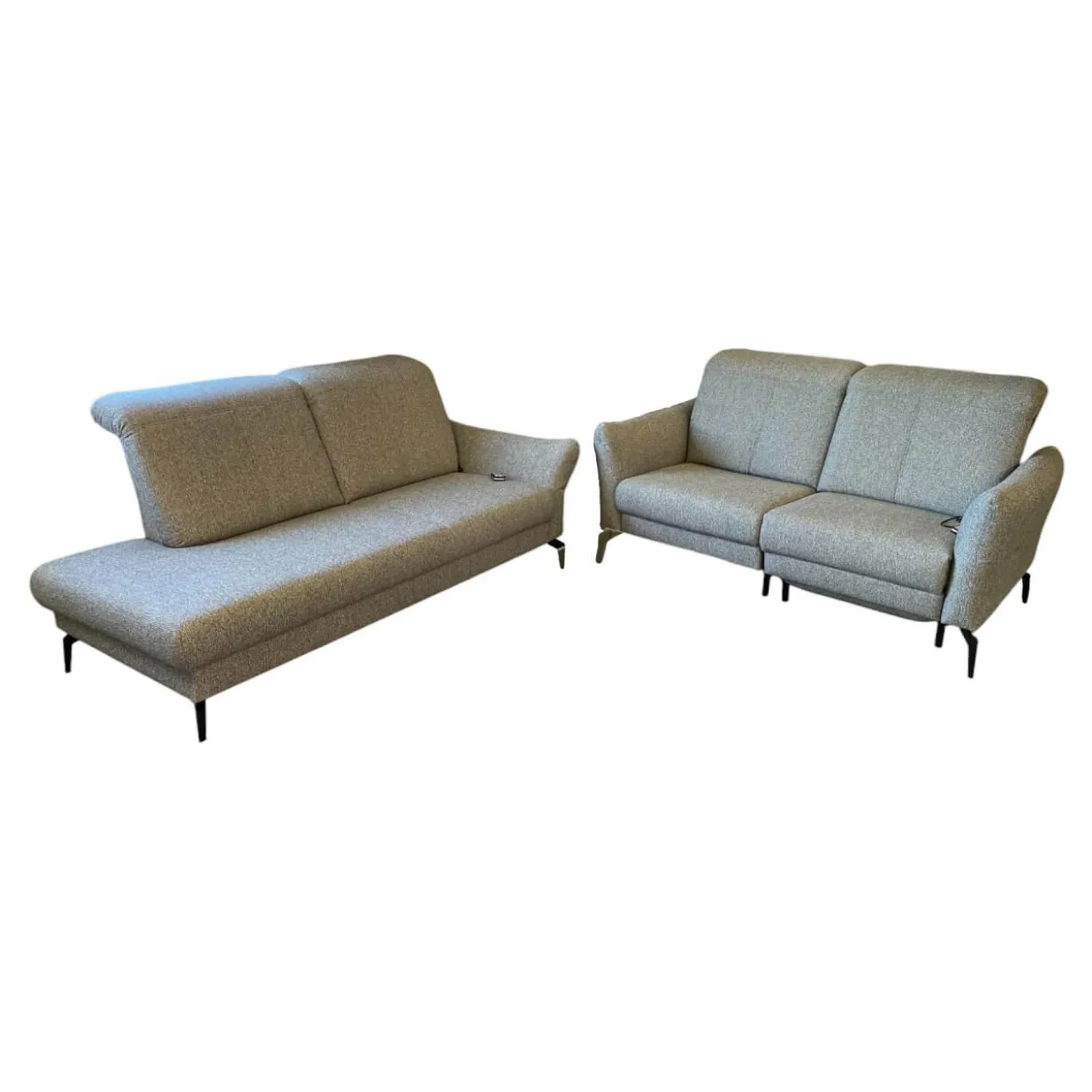 Polstergruppe Chiemsee Stoff Camo Granit Grau Fuß Metall Schwarz Mit Elektrischer Sitztiefenverstellung Und Relaxfunktion