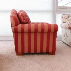 Polstergruppe Clara 334 Stoff Rot Beige Gold Füße Kirschbaum Lackiert