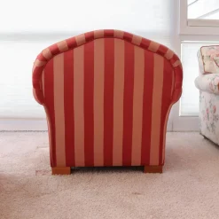 Polstergruppe Clara 334 Stoff Rot Beige Gold Füße Kirschbaum Lackiert