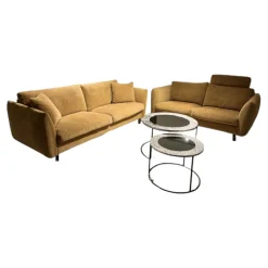 Polstergruppe Classic 970 Bezug Stoff 19 Senfgelb Gold Gelb Füße Massivholz Schwarz Gebeizt Ohne Couchtische