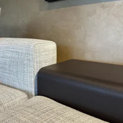 Polstergruppe Connery Stoff Double 02 Ghiaccio Grau Ablage Leder Aspen Schwarz Mit Kissen